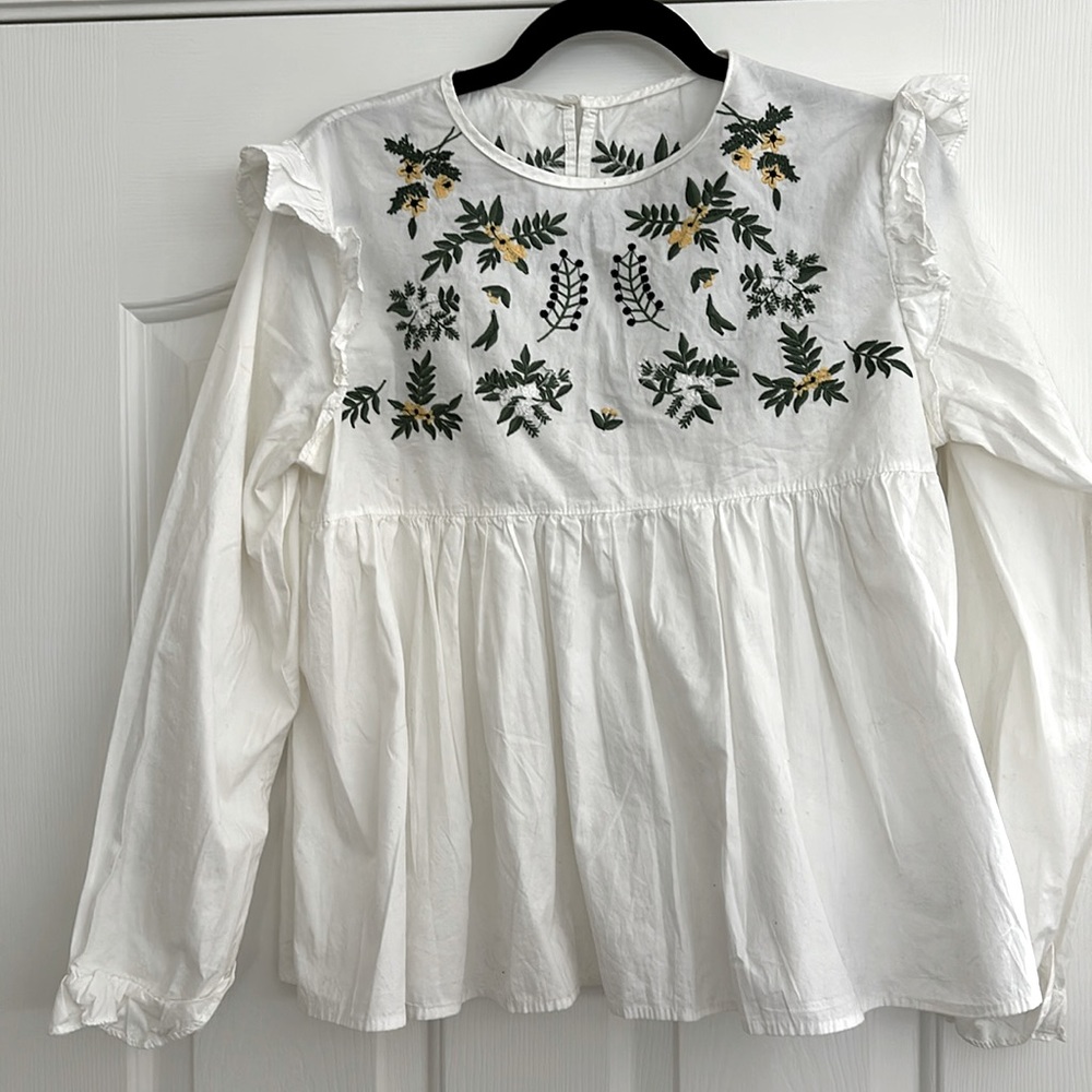 Zara Floral Embroidered Blouse